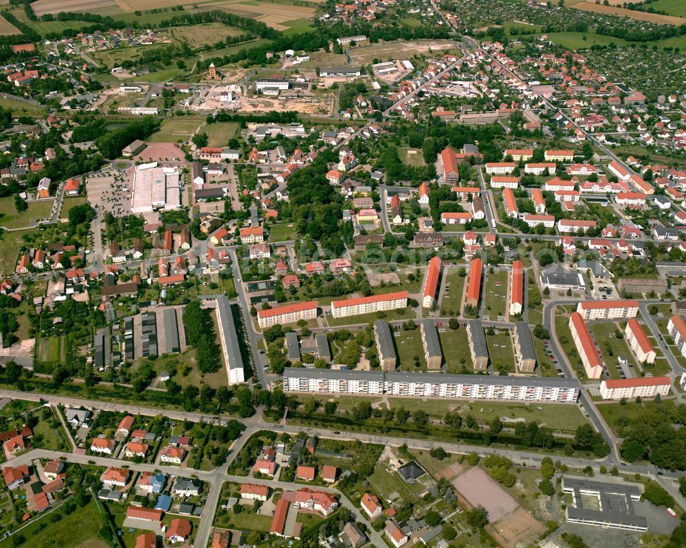 Aerial image Gröditz - City view from the outskirts with adjacent agricultural fields in Gröditz in the state Saxony, Germany