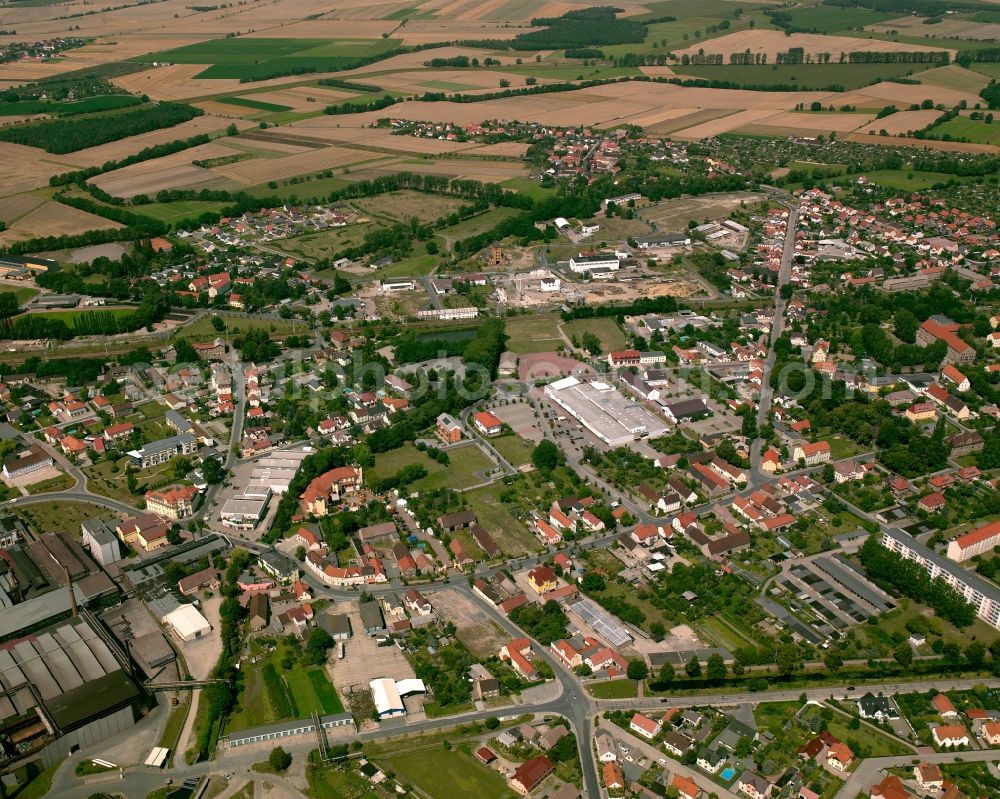 Aerial photograph Gröditz - City view from the outskirts with adjacent agricultural fields in Gröditz in the state Saxony, Germany