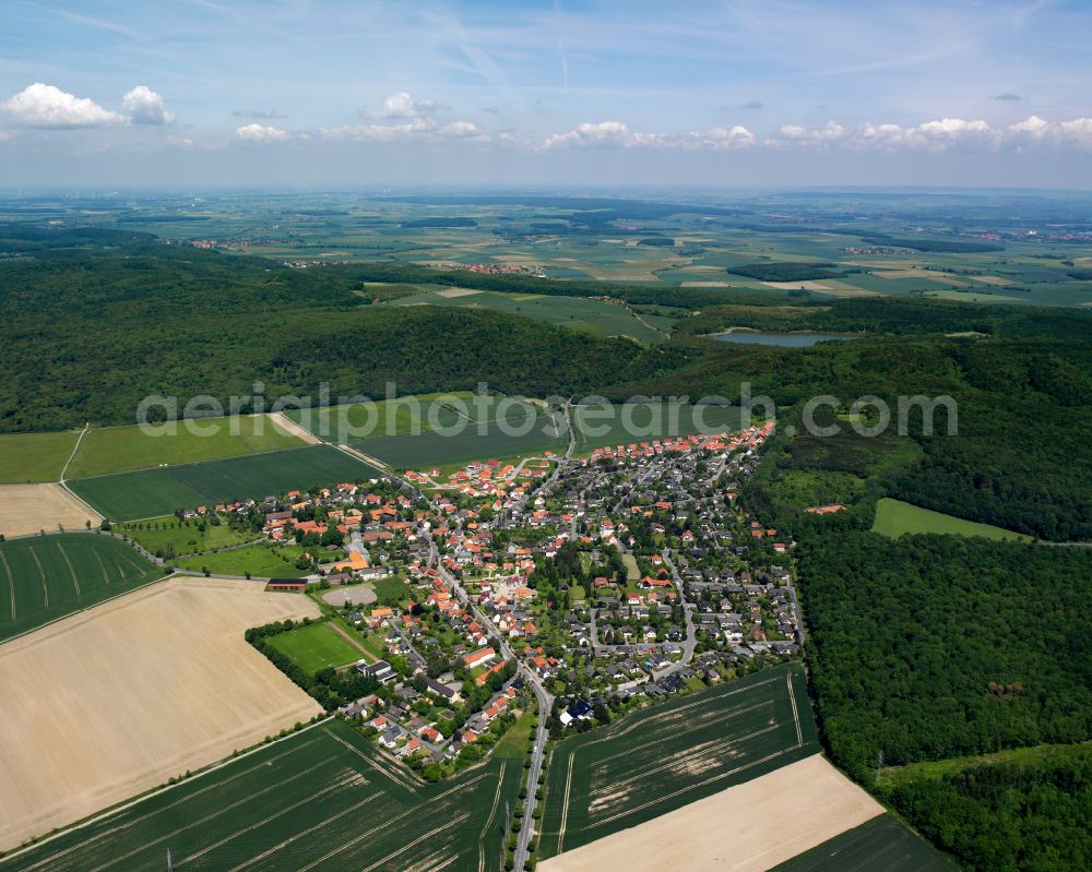 Aerial image Hahndorf - City view from the outskirts with adjacent agricultural fields in Hahndorf in the state Lower Saxony, Germany