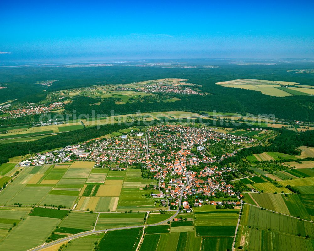 Aerial photograph Jettenburg - City view from the outskirts with adjacent agricultural fields in Jettenburg in the state Baden-Wuerttemberg, Germany