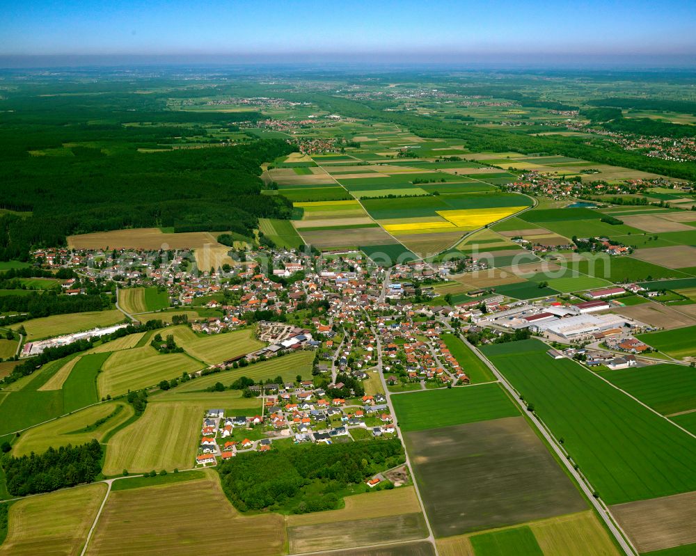 Aerial photograph Kirchberg - City view from the outskirts with adjacent agricultural fields in Kirchberg in the state Baden-Wuerttemberg, Germany