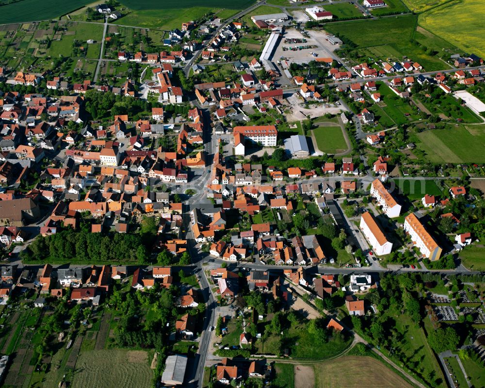 Aerial image Küllstedt - City view from the outskirts with adjacent agricultural fields in Küllstedt in the state Thuringia, Germany