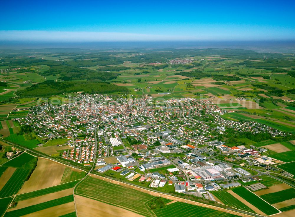 Aerial image Laichingen - City view from the outskirts with adjacent agricultural fields in Laichingen in the state Baden-Wuerttemberg, Germany