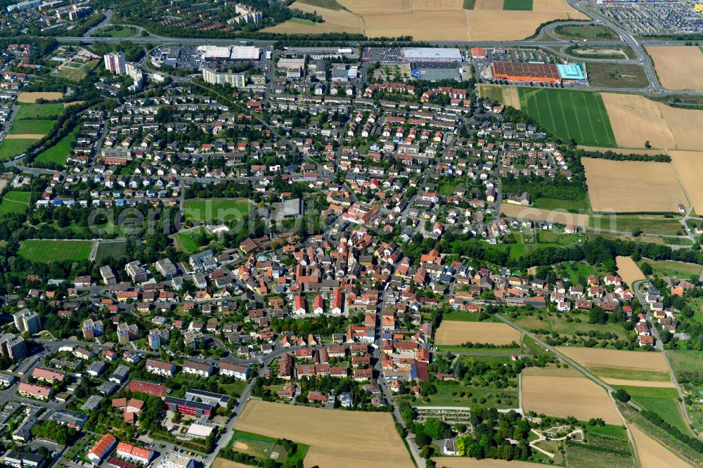 Aerial photograph Lengfeld - City view from the outskirts with adjacent agricultural fields in Lengfeld in the state Bavaria, Germany