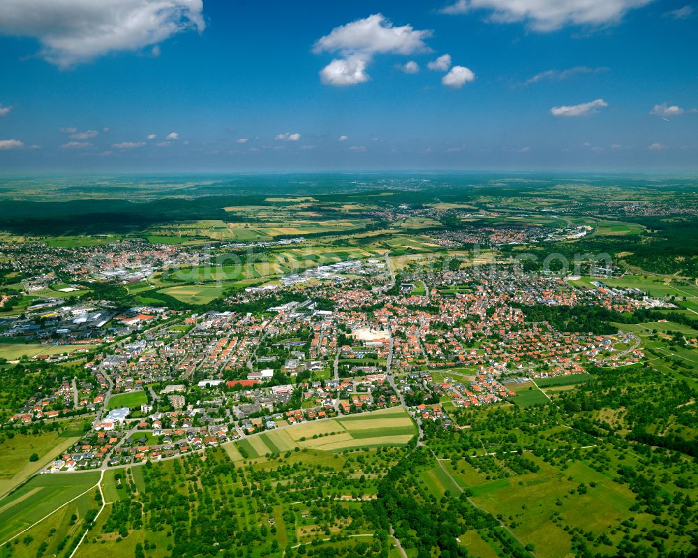 Aerial image Mössingen - City view from the outskirts with adjacent agricultural fields in Mössingen in the state Baden-Wuerttemberg, Germany