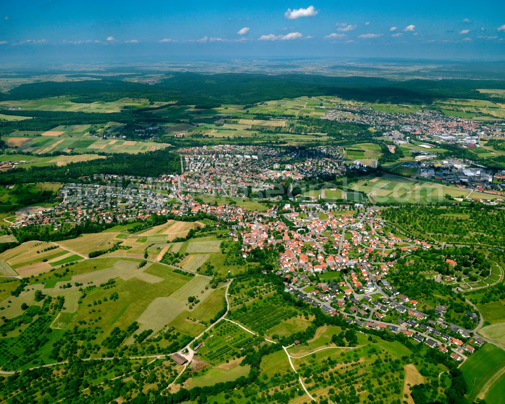 Aerial photograph Mössingen - City view from the outskirts with adjacent agricultural fields in Mössingen in the state Baden-Wuerttemberg, Germany