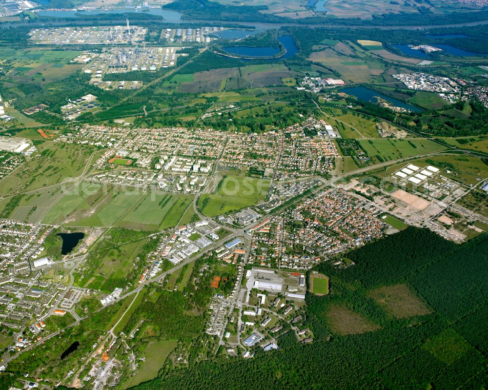 Aerial image Neureut - City view from the outskirts with adjacent agricultural fields in Neureut in the state Baden-Wuerttemberg, Germany