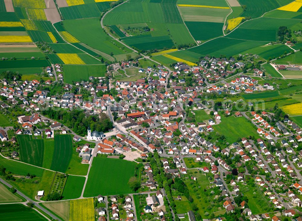 Aerial photograph Oberdischingen - City view from the outskirts with adjacent agricultural fields in Oberdischingen in the state Baden-Wuerttemberg, Germany