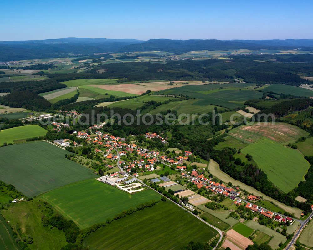 Aerial photograph Silkerode - City view from the outskirts with adjacent agricultural fields in Silkerode in the state Thuringia, Germany