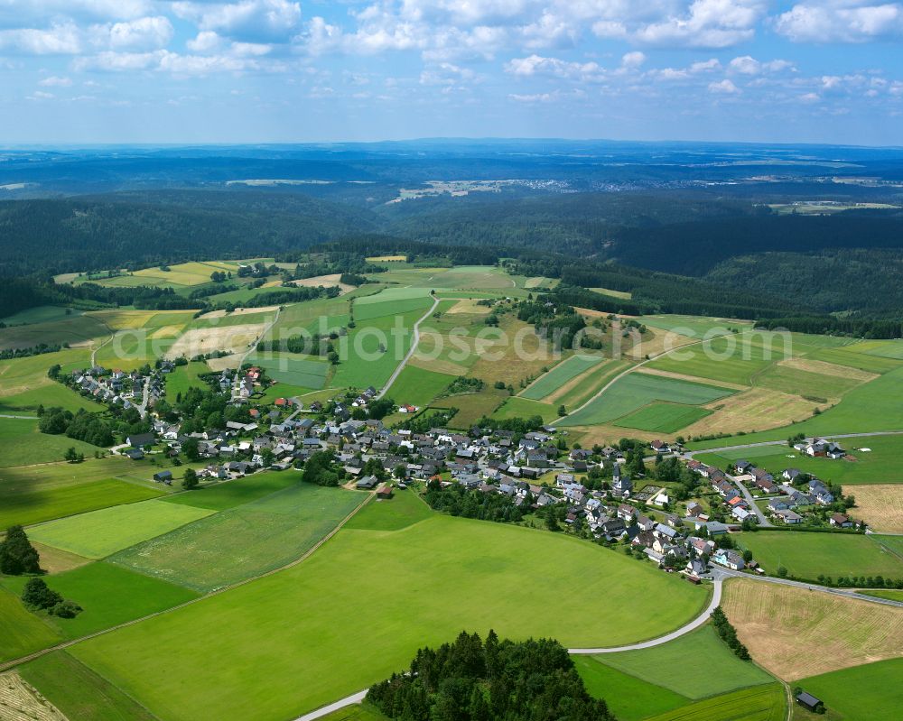 Aerial image Steinbach - City view from the outskirts with adjacent agricultural fields in Steinbach in the state Bavaria, Germany