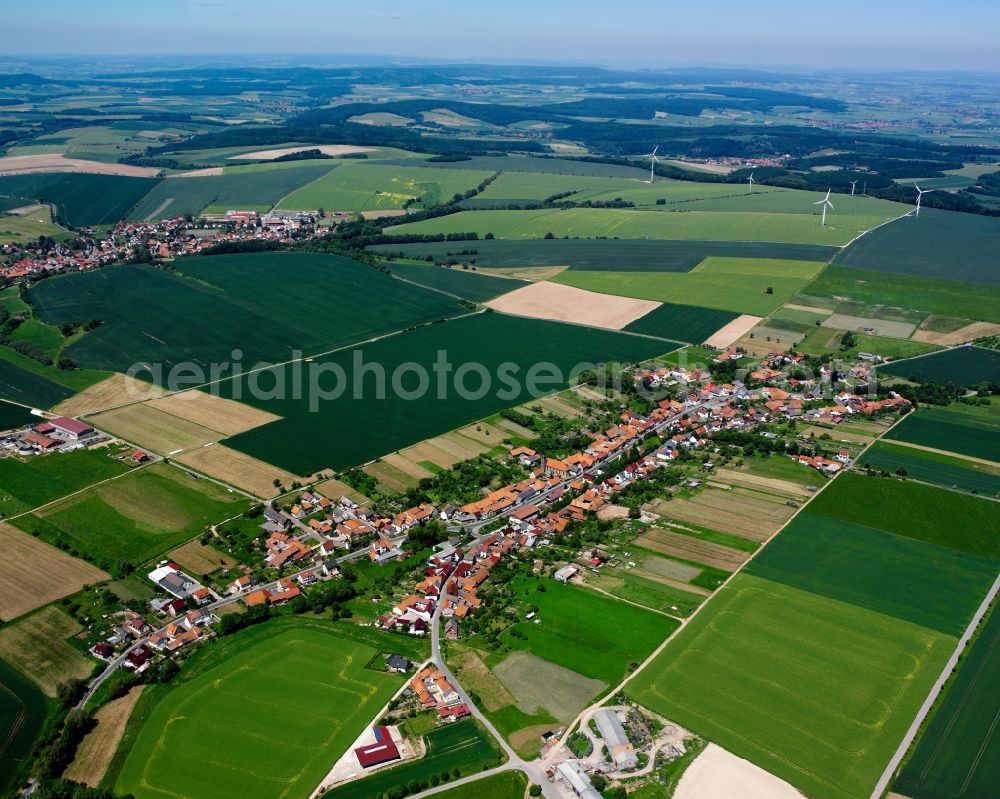 Aerial photograph Steinbach - City view from the outskirts with adjacent agricultural fields in Steinbach in the state Thuringia, Germany