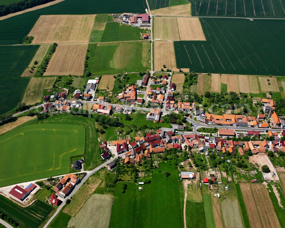 Aerial image Steinbach - City view from the outskirts with adjacent agricultural fields in Steinbach in the state Thuringia, Germany