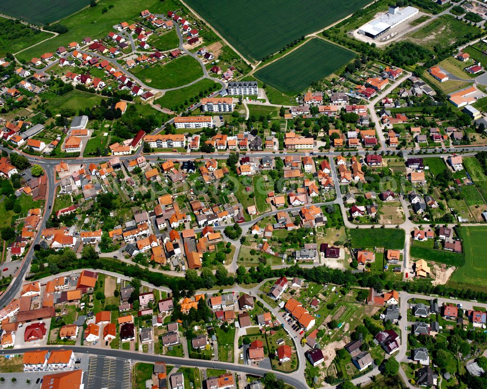 Aerial image Teistungen - City view from the outskirts with adjacent agricultural fields in Teistungen in the state Thuringia, Germany