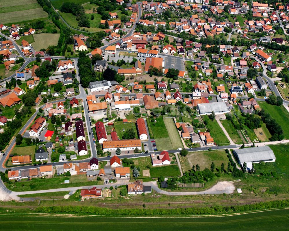 Aerial photograph Teistungen - City view from the outskirts with adjacent agricultural fields in Teistungen in the state Thuringia, Germany