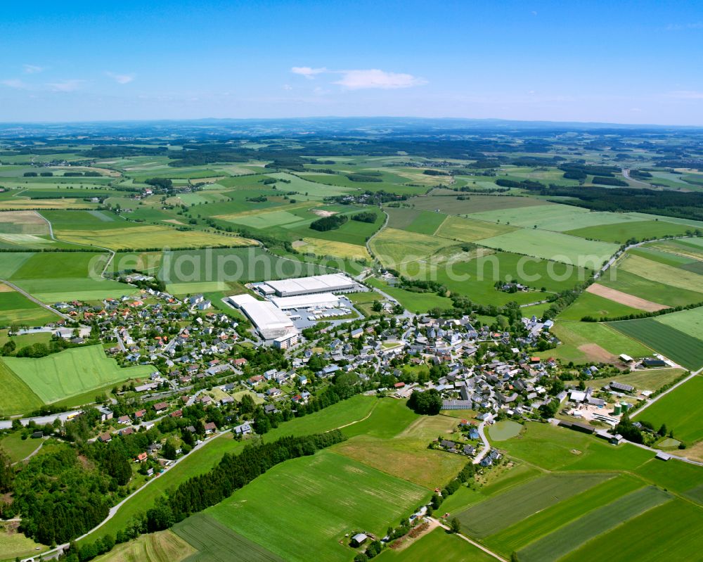 Töpen from above - City view from the outskirts with adjacent agricultural fields in Töpen in the state Bavaria, Germany