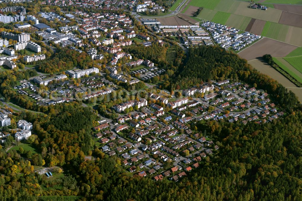 Aerial photograph Ulm - City view from the outskirts with adjacent agricultural fields in Ulm in the state Baden-Wuerttemberg, Germany