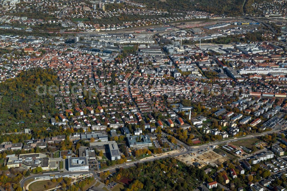 Aerial photograph Ulm - City view from the outskirts with adjacent agricultural fields in Ulm in the state Baden-Wuerttemberg, Germany