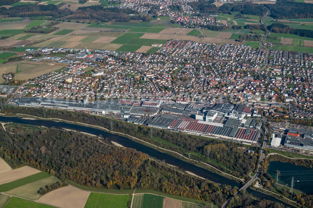 Vöhringen from above - City view from the outskirts with adjacent agricultural fields in Vöhringen in the state Bavaria, Germany