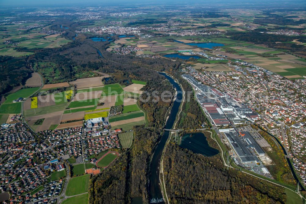 Aerial image Vöhringen - City view from the outskirts with adjacent agricultural fields in Vöhringen in the state Bavaria, Germany