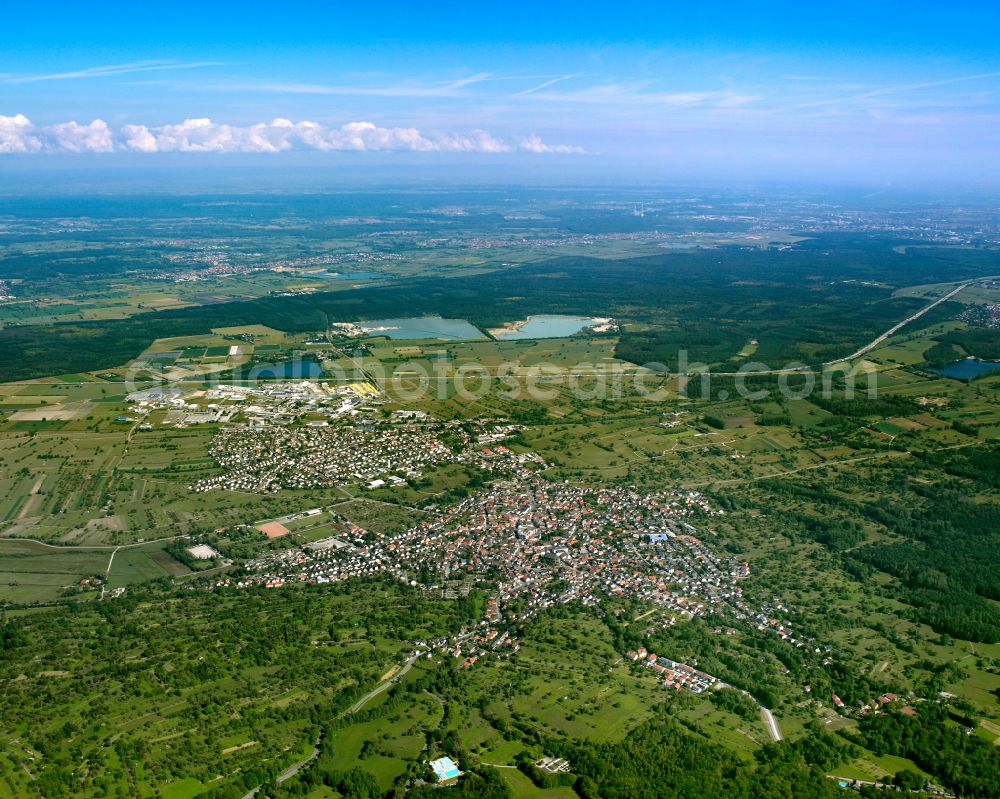 Aerial image Völkersbach - City view from the outskirts with adjacent agricultural fields in Völkersbach in the state Baden-Wuerttemberg, Germany