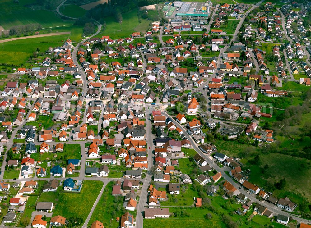 Aerial image Westerheim - City view from the outskirts with adjacent agricultural fields in Westerheim in the state Baden-Wuerttemberg, Germany