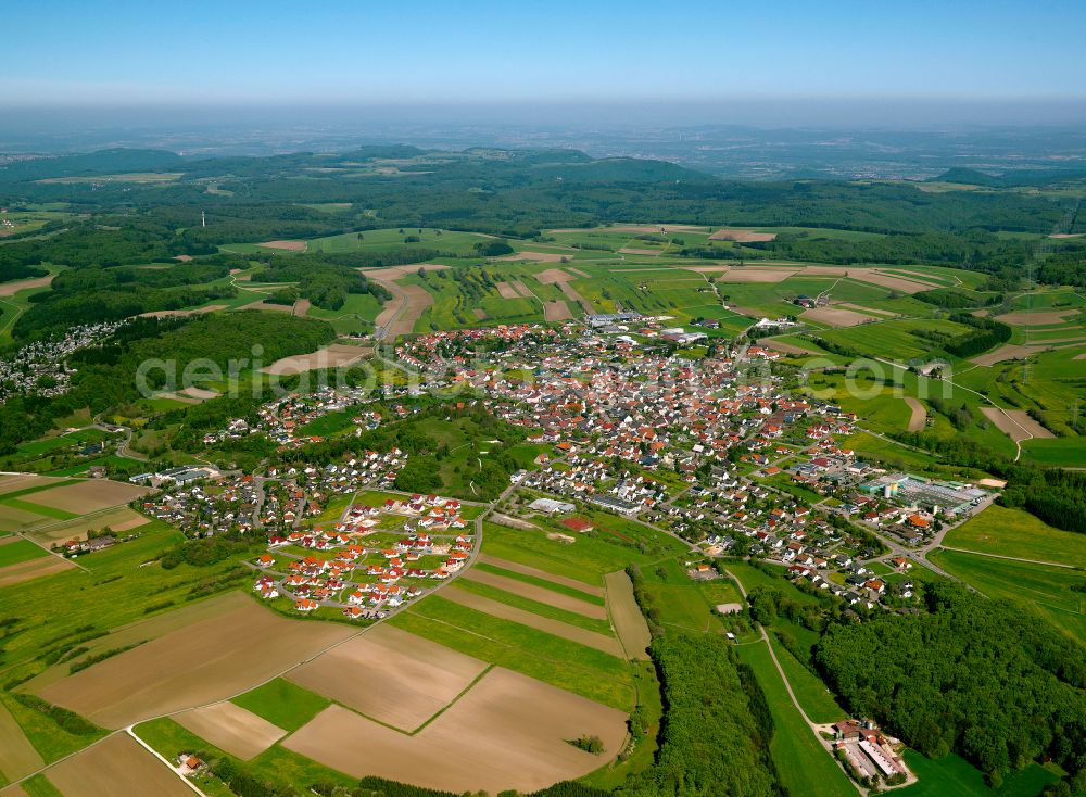 Aerial photograph Westerheim - City view from the outskirts with adjacent agricultural fields in Westerheim in the state Baden-Wuerttemberg, Germany