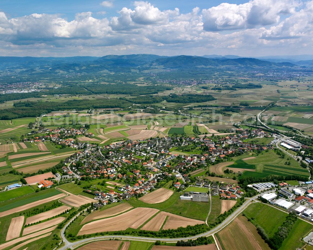 Aerial photograph Willstätt - City view from the outskirts with adjacent agricultural fields in Willstätt in the state Baden-Wuerttemberg, Germany