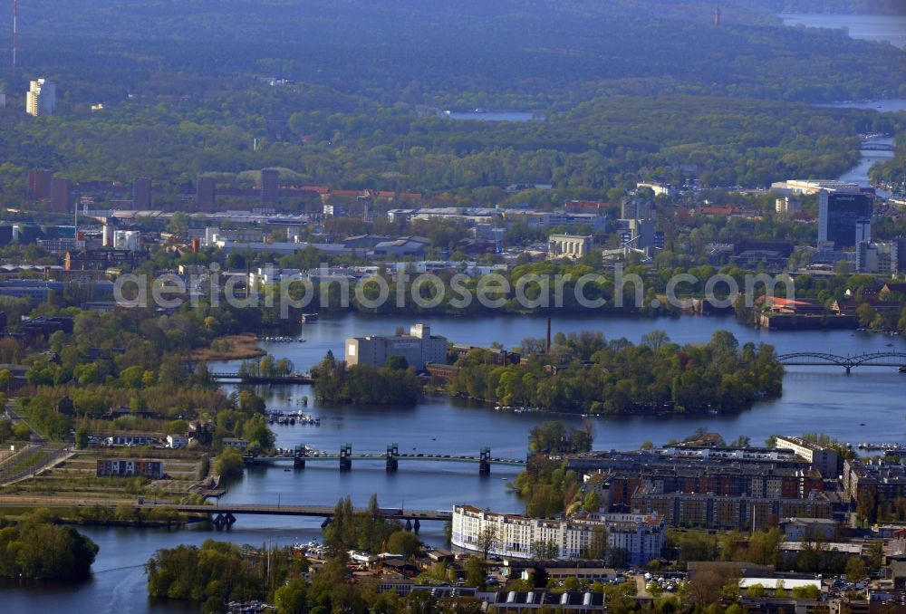 Berlin Spandau from above - District - view from the grounds of the banks of the Havel at Spandau pier in Berlin - Spandau