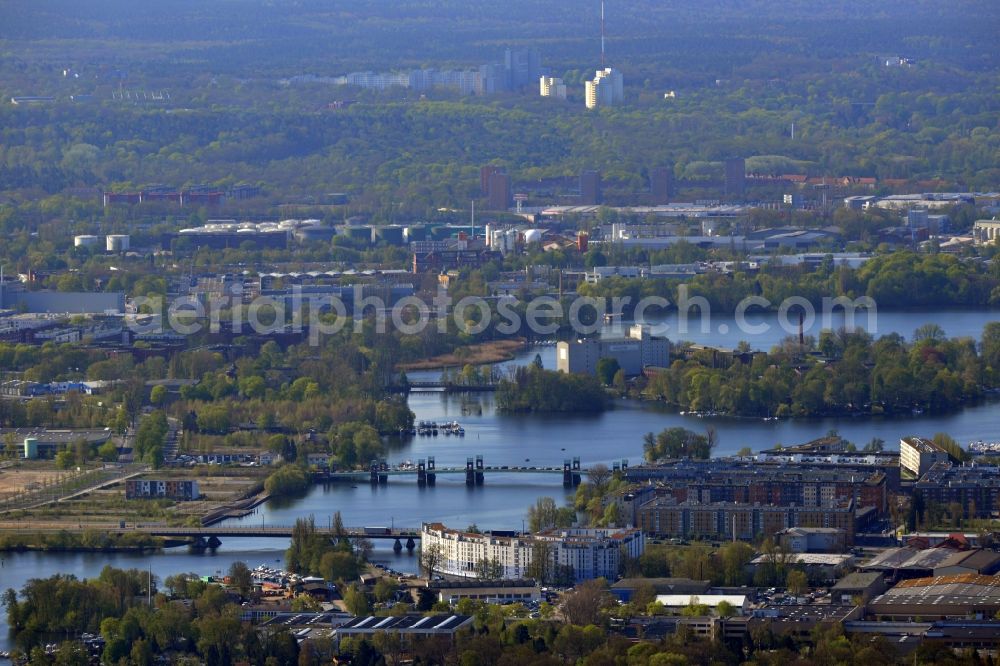 Berlin Spandau from above - District - view from the grounds of the banks of the Havel at Spandau pier in Berlin - Spandau