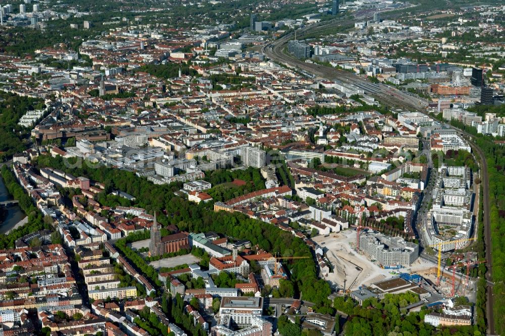 München from above - View of the district of Au-Haidhausen in the urban area in Munich in the state Bavaria, Germany