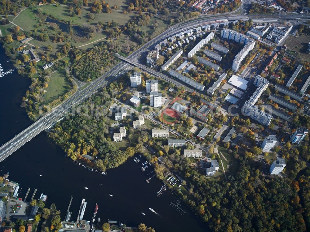 Aerial image Potsdam - District Babelsberg with housing area at the Nuthestrasse in the city in Potsdam in the state Brandenburg