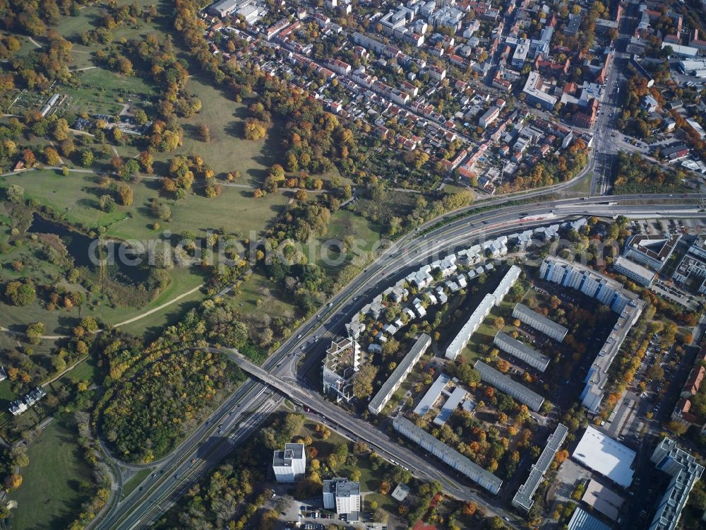 Aerial photograph Potsdam - District Babelsberg with housing area at the Nuthestrasse in the city in Potsdam in the state Brandenburg