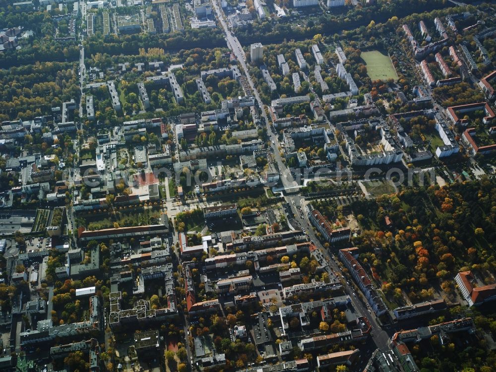 Berlin from above - District Britz and its housing area and the river Teltowkanal in the city in Berlin in Germany