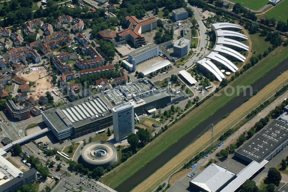 Offenburg from above - The Burda Publishing site and the exhibition grounds in Offenburg in the state Baden-Wuerttemberg