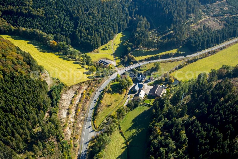 Meschede from the bird's eye view: District Frielinghausen at the country road L740 in Meschede in the state North Rhine-Westphalia