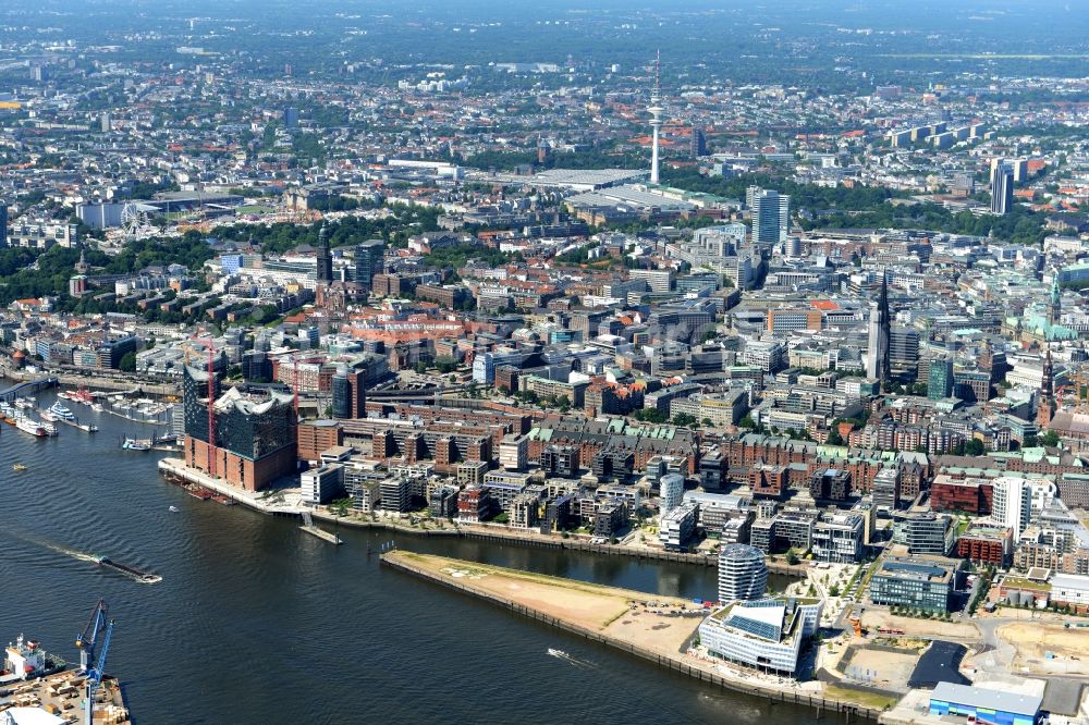 Hamburg from above - District HafenCity on the banks of the North Elbe in the city in Hamburg in Germany