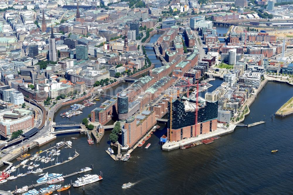 Hamburg from above - District HafenCity on the banks of the North Elbe in the city in Hamburg in Germany