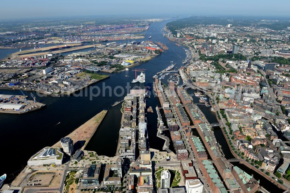 Hamburg from above - District HafenCity on the banks of the North Elbe in the city in Hamburg in Germany