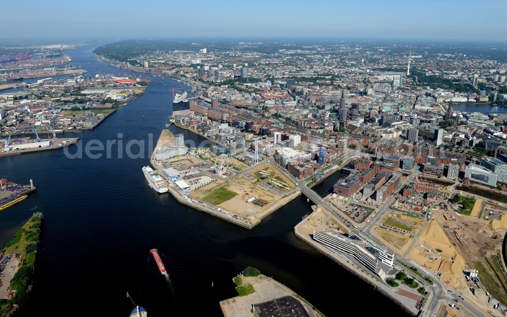 Hamburg from the bird's eye view: District HafenCity on the banks of the North Elbe in the city in Hamburg in Germany