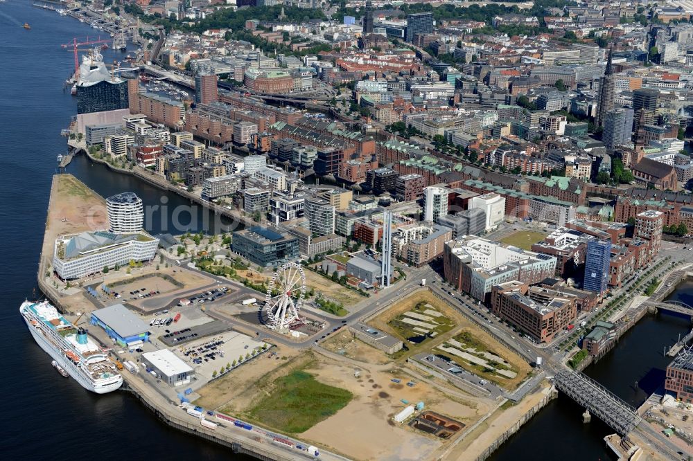 Aerial photograph Hamburg - District HafenCity on the banks of the North Elbe in the city in Hamburg in Germany