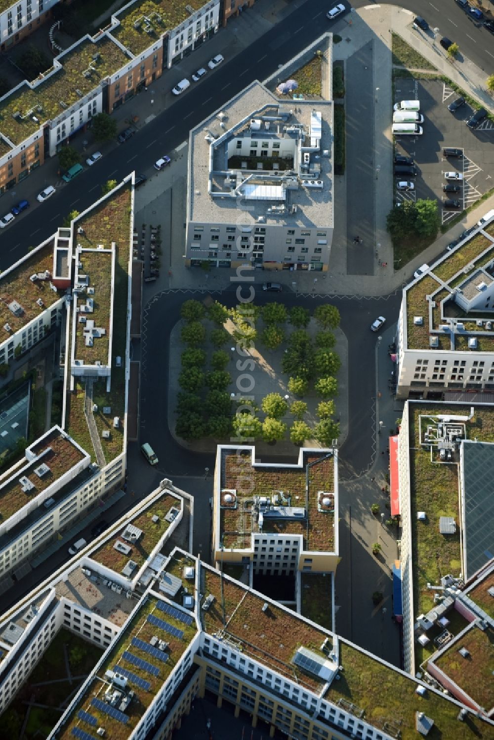 Berlin from above - District Hellersdorf on Alice-Salomon-Platz in the city in Berlin