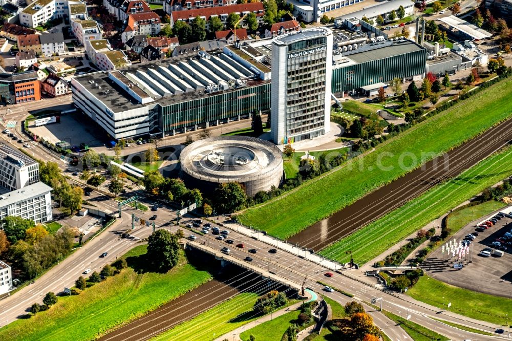 Aerial photograph Offenburg - The Burda Publishing site and the exhibition grounds in Offenburg in the state Baden-Wurttemberg