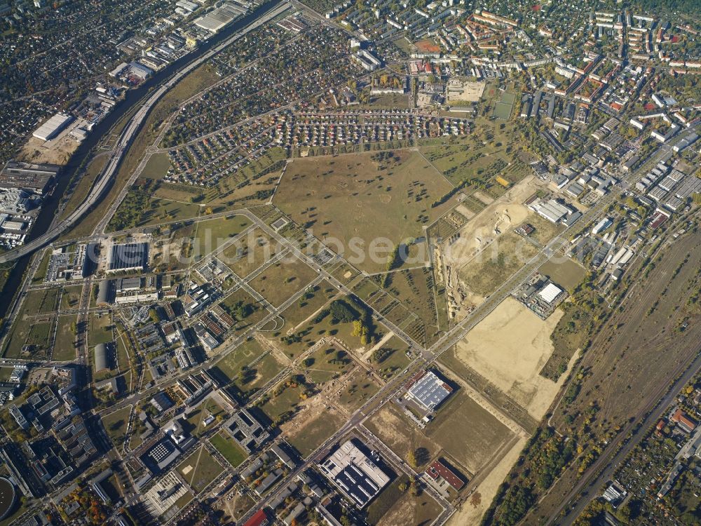 Berlin from above - District Johannestal - Adlerhof with the business park WISTA in the city in Berlin in Germany