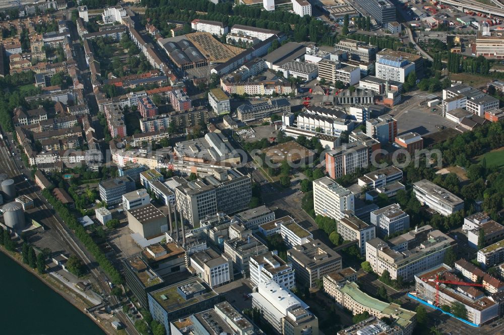 Aerial photograph Basel - District Klybeck with the factory premises of BASF in the city in Basel, Switzerland