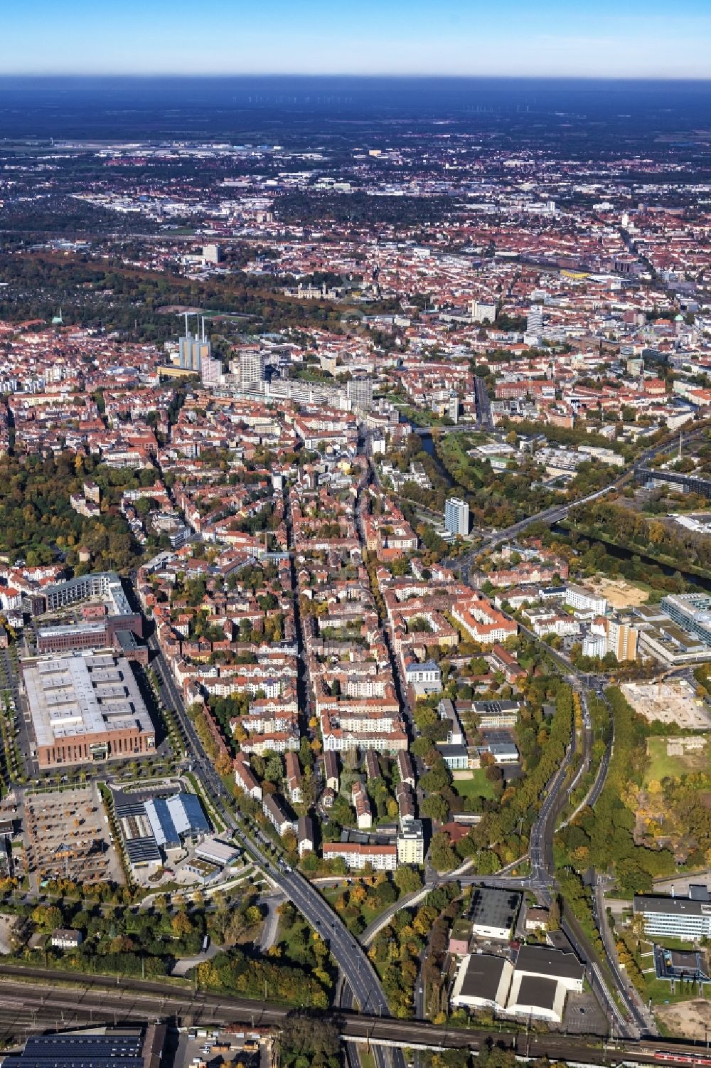 Hannover from above - District Linden - South in the city in the district Linden-Limmer in Hannover in the state Lower Saxony, Germany