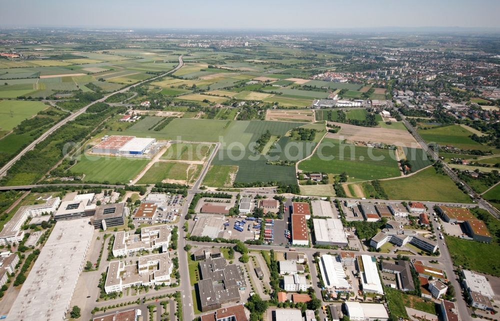 Wiesbaden from above - The district Mainz-Kastel with agricultural land and the industrial area in Wiesbaden in Hesse