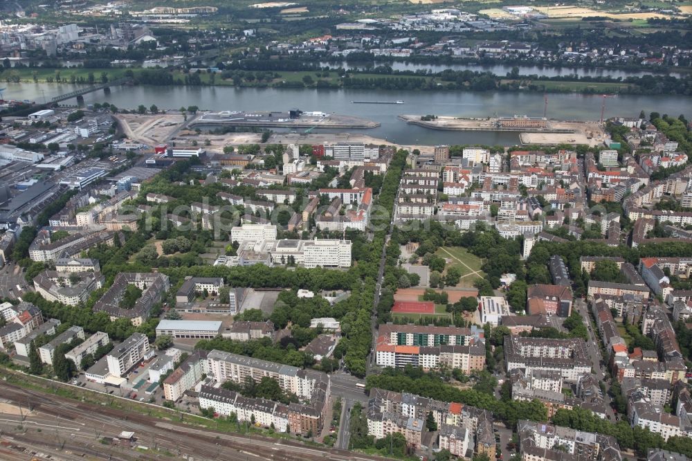 Aerial photograph Mainz - District Mainz Neustadt in the city of Mainz in the state Rhineland-Palatinate