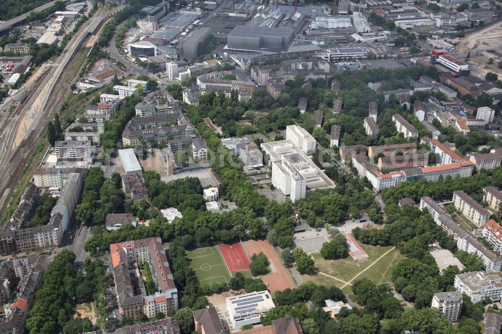 Mainz from above - District Mainz Neustadt in the city of Mainz in the state Rhineland-Palatinate