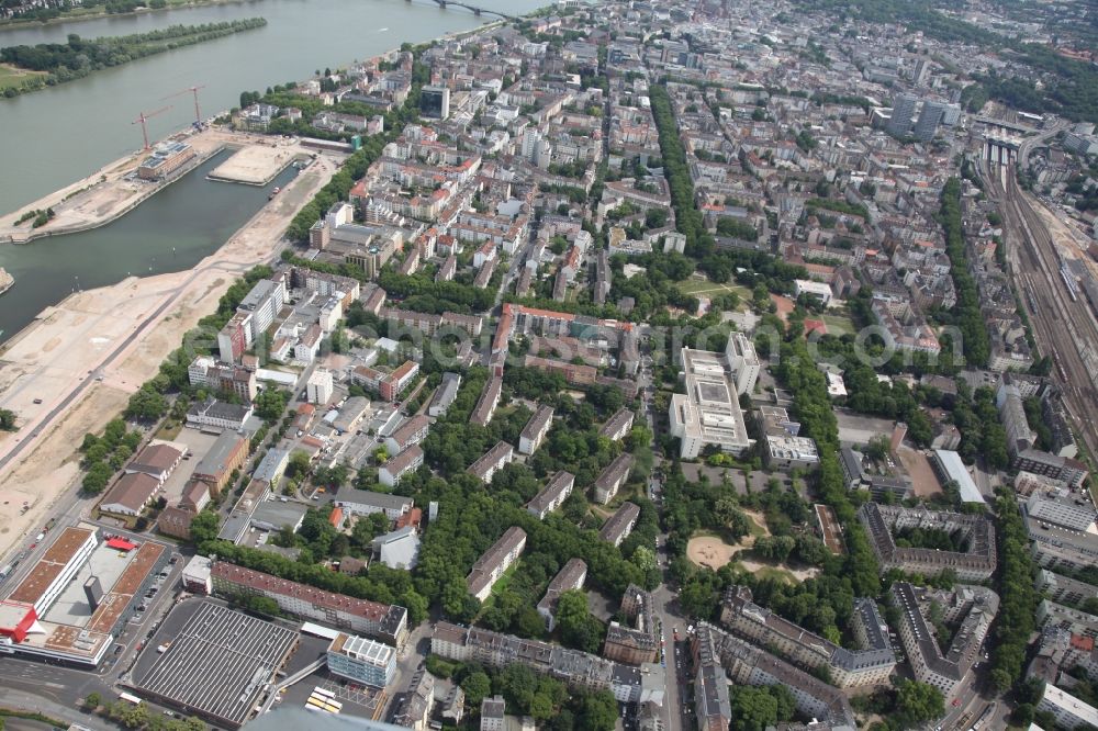 Mainz from above - District Mainz Neustadt in the city of Mainz in the state Rhineland-Palatinate