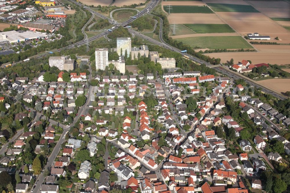 Mainz from the bird's eye view: District Marienborn in the city in Mainz in the state Rhineland-Palatinate